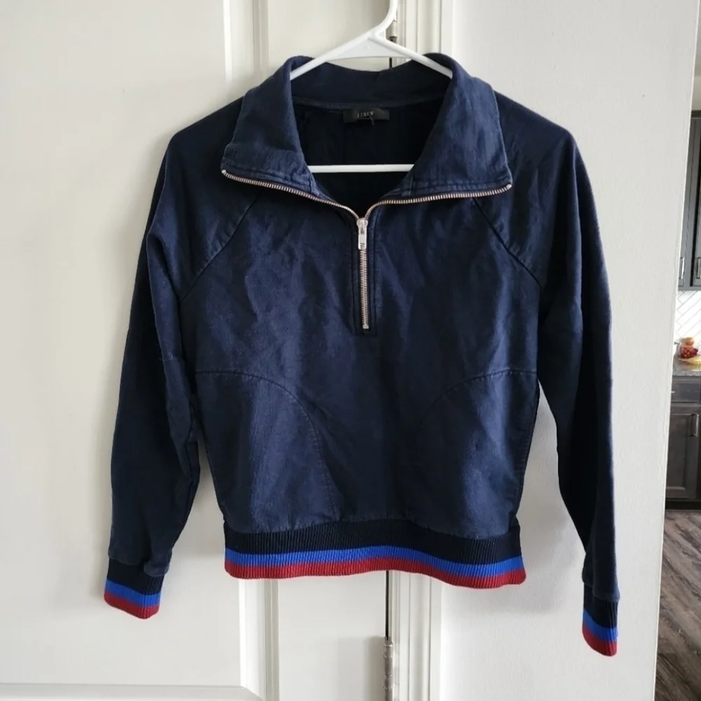 J. Crew Half-Zip Jacket In Sport Stripe Size XS